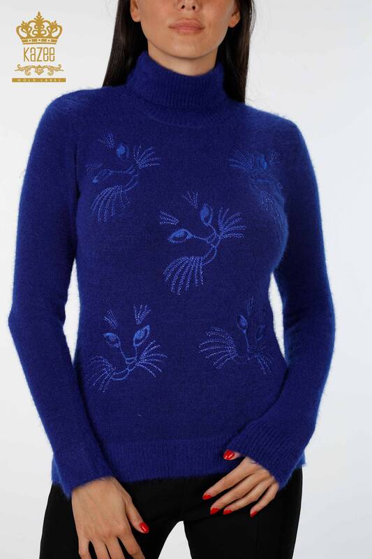 Wholesale Women's Knitwear Sweater Cat Detailed Stone Embroidered - 18759 | KAZEE