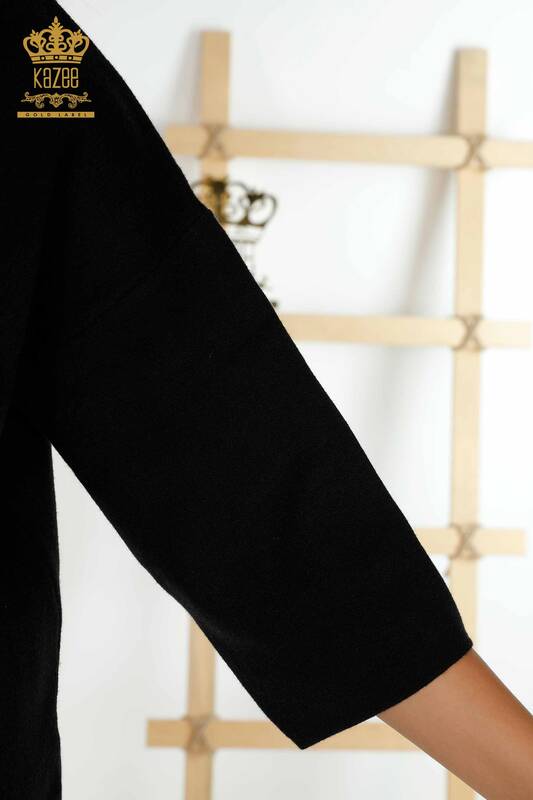 Wholesale Women's Knitwear Sweater Black with Chain Detail - 30270 | KAZEE