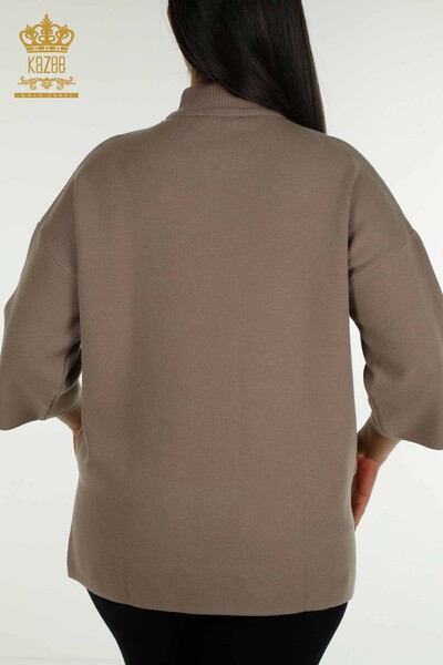 Wholesale Women's Knitwear Sweater with Chain Detail Mink - 30270 | KAZEE - Thumbnail