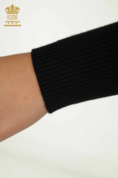 Wholesale Women's Knitwear Sweater with Collar Detail Black - 30392 | KAZEE - Thumbnail