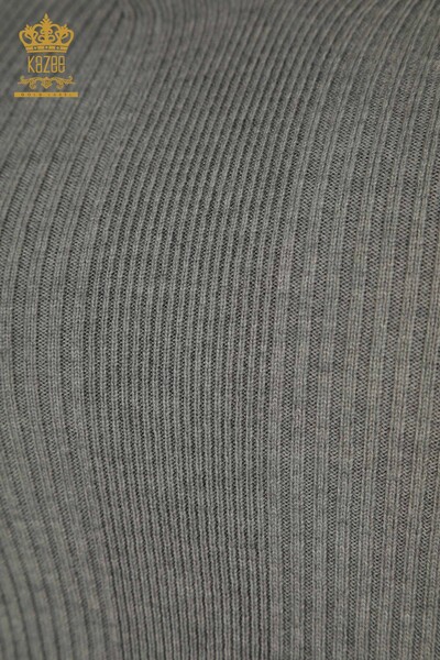 Wholesale Women's Knitwear Sweater with Collar Detail Gray - 30392 | KAZEE - Thumbnail