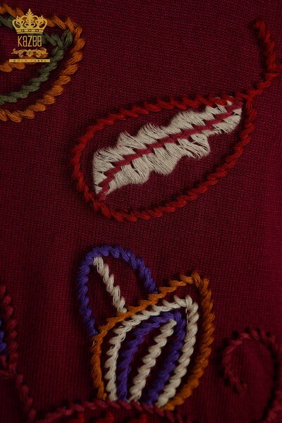 Wholesale Women's Knitwear Sweater Colorful Patterned Purple - 15844 | KAZEE - Thumbnail