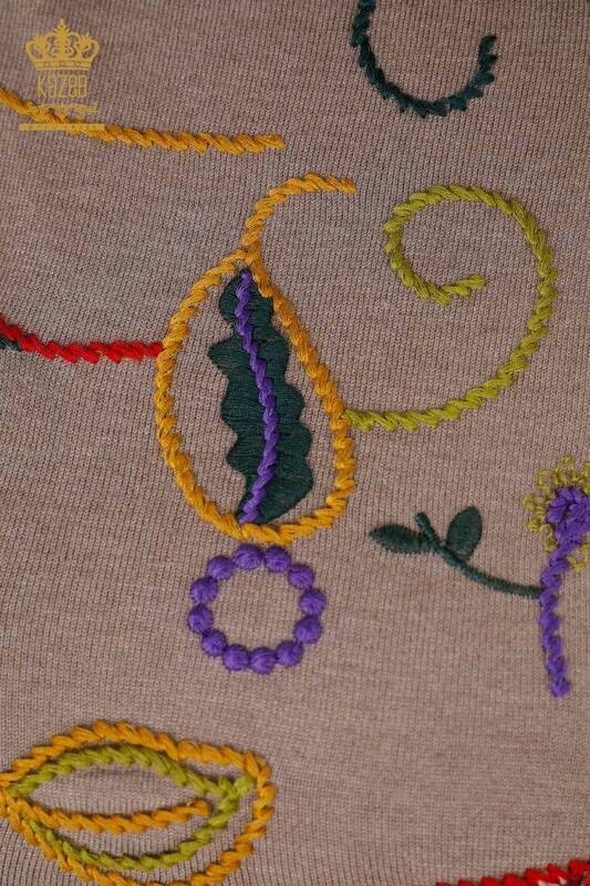 Wholesale Women's Knitwear Sweater Colorful Patterned Mink - 15844 | KAZEE