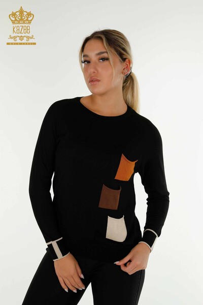 Wholesale Women's Knitwear Sweater with Colored Pockets - 30108 | KAZEE - Thumbnail