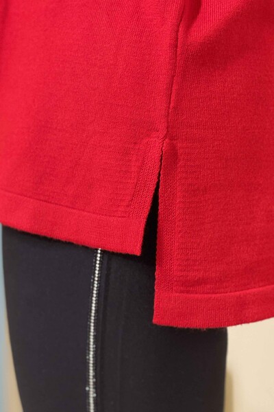 Wholesale Women's Knitwear Sweater Colored Stone Embroidered Written - 16012 | KAZEE - Thumbnail