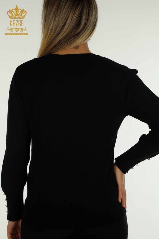 Wholesale Women's Knitwear Sweater Crew Neck Black - 30508 | KAZEE