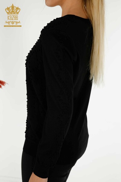 Wholesale Women's Knitwear Sweater Crew Neck Black - 16740 | KAZEE - Thumbnail
