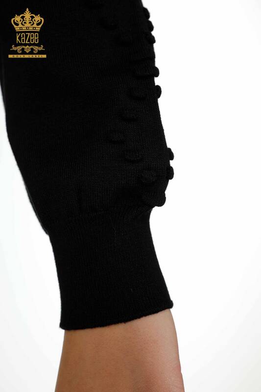 Wholesale Women's Knitwear Sweater Crew Neck Black - 16740 | KAZEE