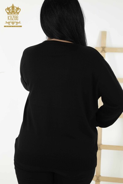 Wholesale Women's Knitwear Sweater Crew Neck Black - 30159 | KAZEE - Thumbnail