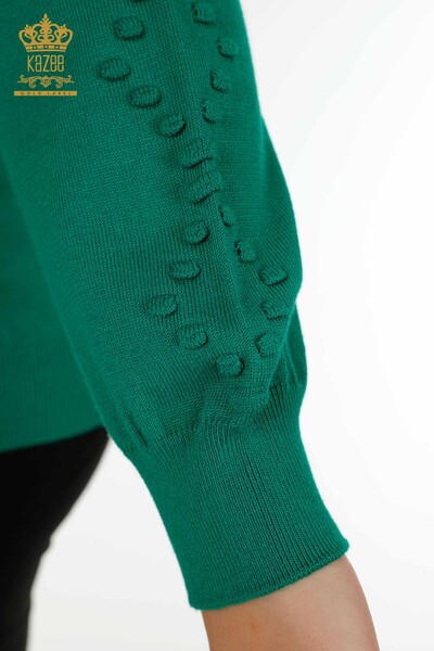 Wholesale Women's Knitwear Sweater Crew Neck Green - 16740 | KAZEE - Thumbnail