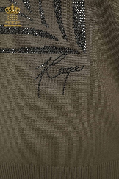Wholesale Women's Knitwear Sweater - Crew Neck - Khaki - 30159 | KAZEE - Thumbnail