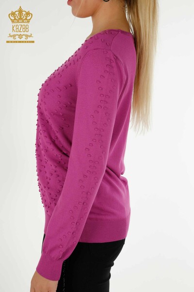 Wholesale Women's Knitwear Sweater Crew Neck Purple - 30408 | KAZEE - Thumbnail
