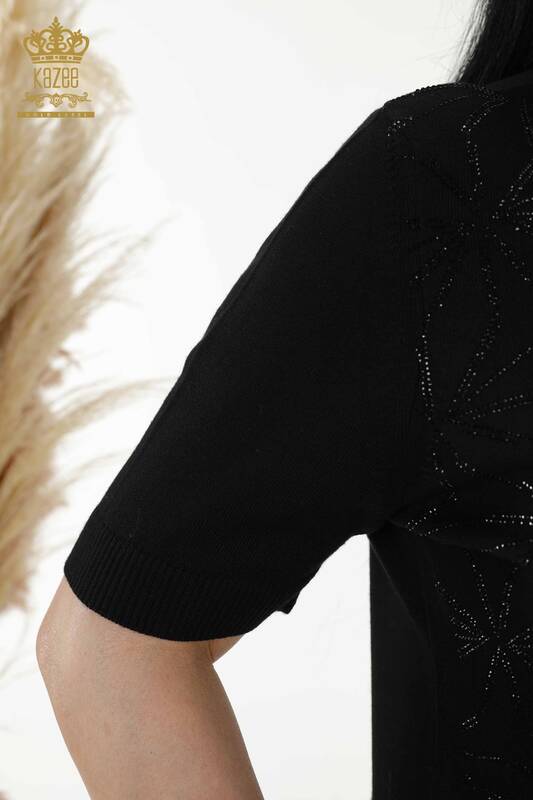Wholesale Women's Sweater - Crystal Stone Embroidered - Black - 30305 | KAZEE