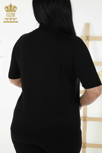 Wholesale Women's Sweater - Crystal Stone Embroidered - Black - 30305 | KAZEE - Thumbnail