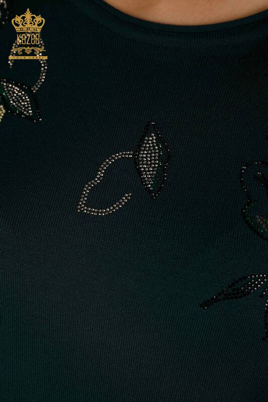 Wholesale Women's Knitwear Sweater Crystal Stone Embroidered Nephti - 30467 | KAZEE