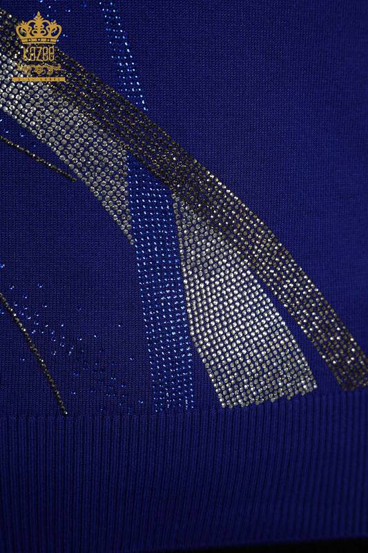 Wholesale Women's Knitwear Sweater Crystal Stone Embroidered Saks - 30469 | KAZEE