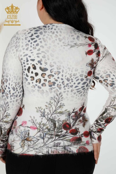 Wholesale Women's Knitwear Sweater Digital Print Angora Ecru - 18978 | KAZEE - 8