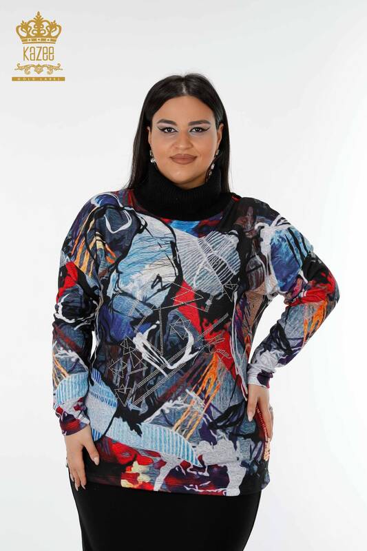 Wholesale Women's Knitwear Sweater Digital Print Pattern - 16914 | KAZEE