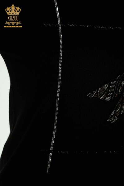 Wholesale Women's Knitwear Sweater Black with Dragonfly Detail - 30650 | KAZEE - Thumbnail