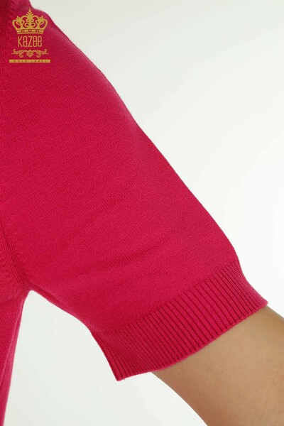Wholesale Women's Knitwear Sweater with Dragonfly Detail Fuchsia - 30650 | KAZEE - Thumbnail