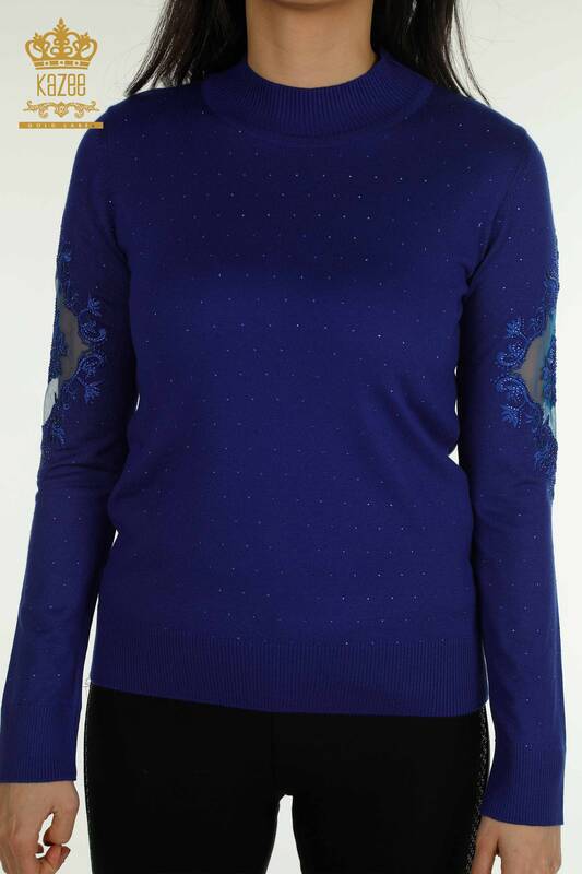 Wholesale Women's Knitwear Sweater Embroidered Saks - 30892 | KAZEE