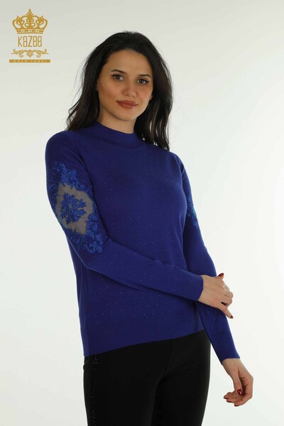 KAZEE - Wholesale Women's Knitwear Sweater Embroidered Saks - 30892 | KAZEE