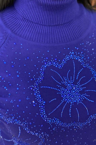 Wholesale Women's Knitwear Sweater Turtleneck Floral Pattern - 15881 | KAZEE - Thumbnail