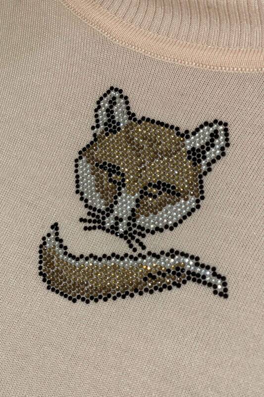 Wholesale Women's Knitwear Sweater Turtleneck Embroidered Stone - 15886 | KAZEE