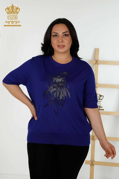 Wholesale Women's Knitwear Sweater - Floral Pattern - Saks - 16963 | KAZEE - Thumbnail