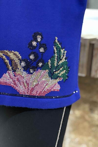 Wholesale Women's Knitwear Sweater Flower Detailed Embroidery -16596 | KAZEE - Thumbnail