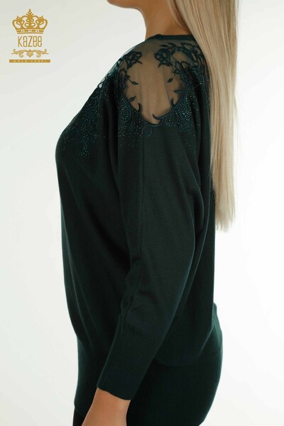 Wholesale Women's Knitwear Sweater Flower Embroidered Nefti - 30228 | KAZEE - Thumbnail