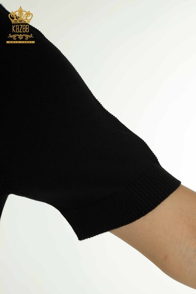 Wholesale Women's Knitwear Sweater Grape Patterned Black - 30488 | KAZEE - Thumbnail