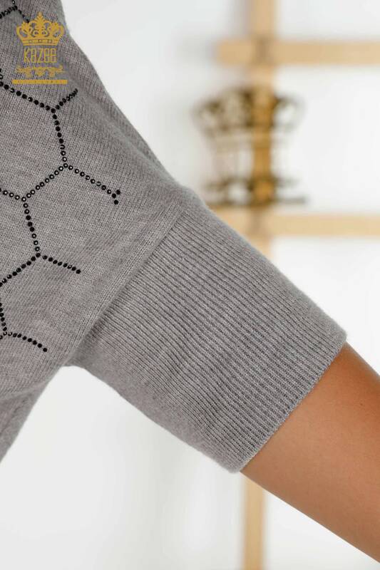 Wholesale Women's Knitwear Sweater - Half Sleeve - Gray - 16803 | KAZEE