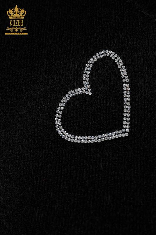 Wholesale Women's Knitwear Sweater Heart Embroidered Stone Embroidery Angora - 18910 | KAZEE