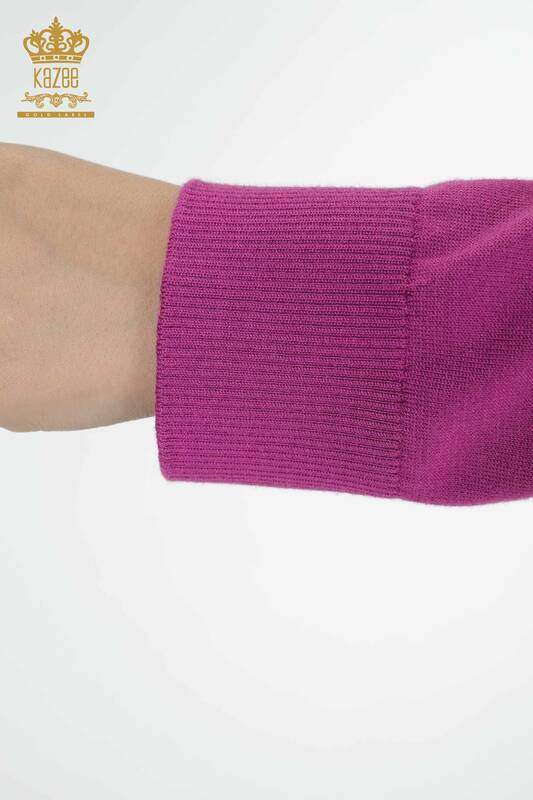 Wholesale Women's Knitwear Sweater High Collar Basic Lilac - 16663 | KAZEE