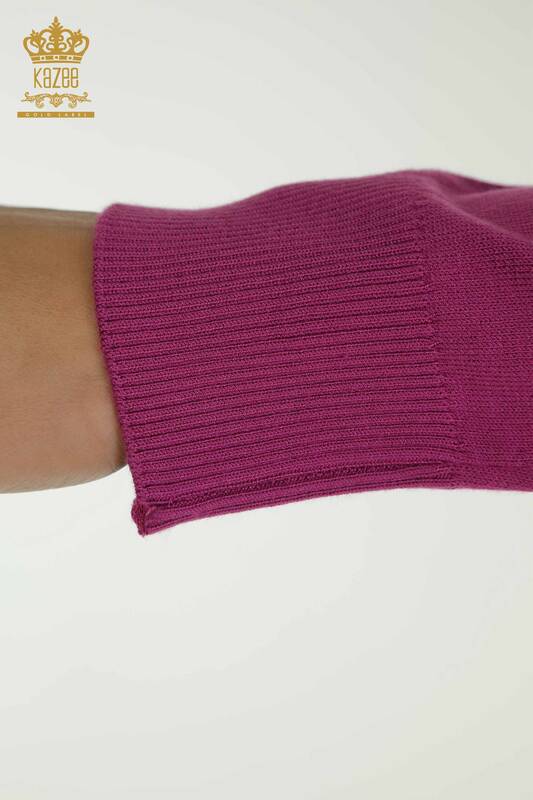 Wholesale Women's Knitwear Sweater High Collar Basic Lilac - 30613 | KAZEE