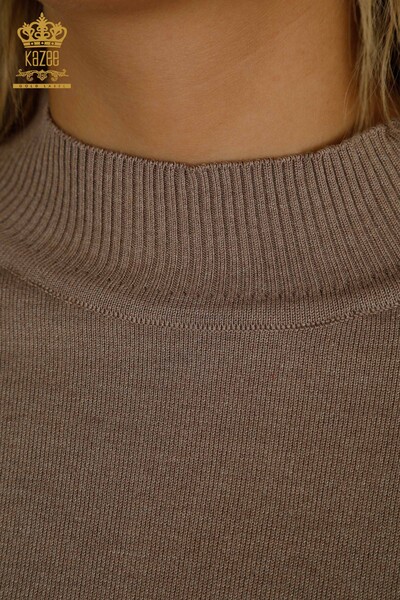 Wholesale Women's Knitwear Sweater High Collar Basic Mink - 30613 | KAZEE - Thumbnail