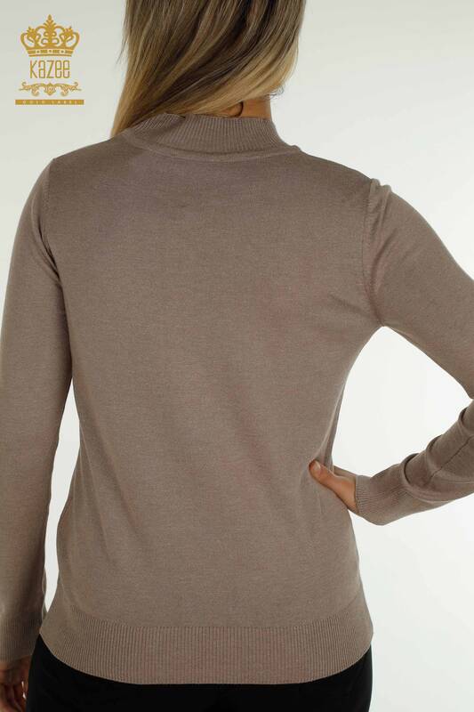Wholesale Women's Knitwear Sweater High Collar Basic Mink - 30613 | KAZEE