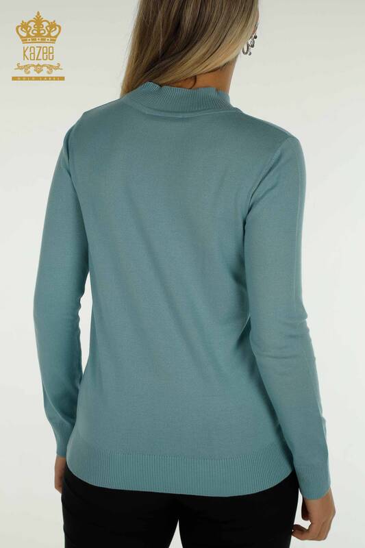 Wholesale Women's Knitwear Sweater High Collar Basic Mint - 30613 | KAZEE