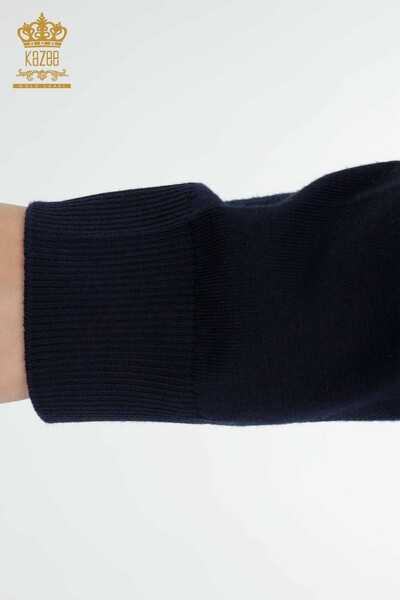 Wholesale Women's Knitwear Sweater High Collar Basic Navy - 16663 | KAZEE - Thumbnail