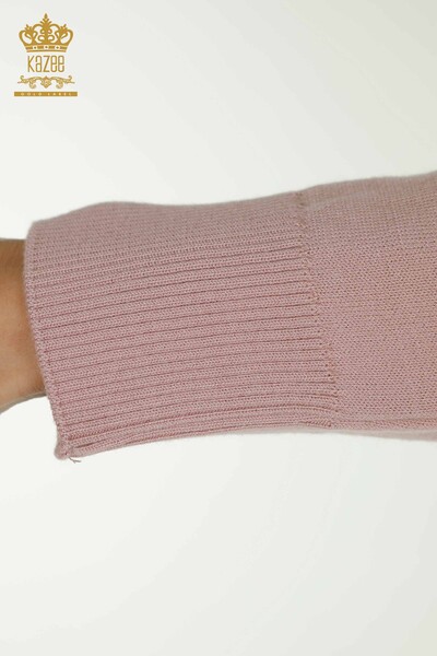 Wholesale Women's Knitwear Sweater High Collar Basic Powder - 30613 | KAZEE - Thumbnail