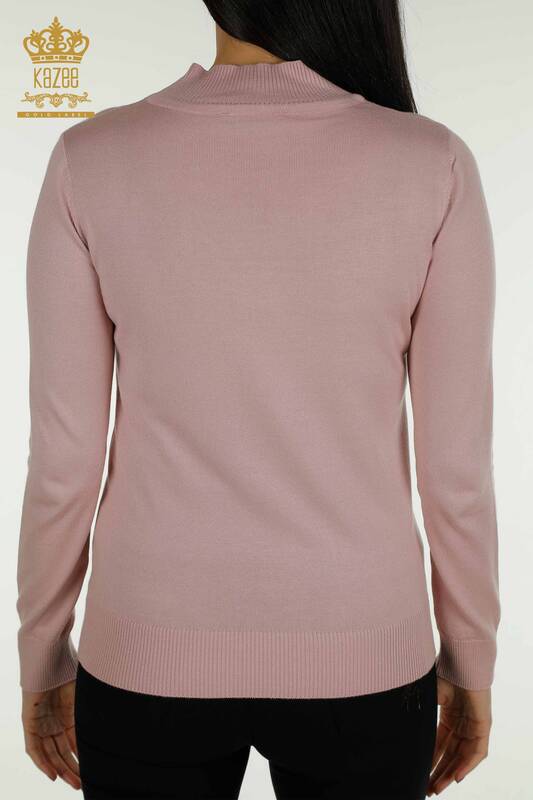 Wholesale Women's Knitwear Sweater High Collar Basic Powder - 30613 | KAZEE