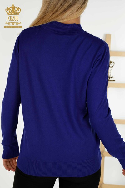 Wholesale Women's Knitwear Sweater - Standing Collar - Basic - Saks - 16663 | KAZEE - Thumbnail