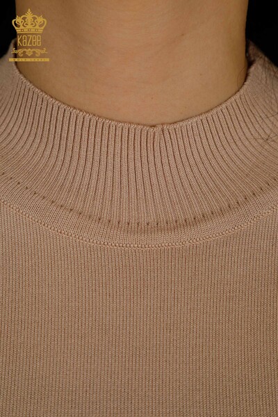 Wholesale Women's Knitwear Sweater High Collar Basic Stone - 30613 | KAZEE - Thumbnail