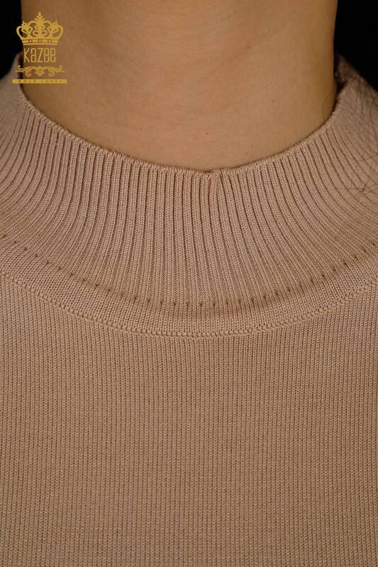 Wholesale Women's Knitwear Sweater High Collar Basic Stone - 30613 | KAZEE