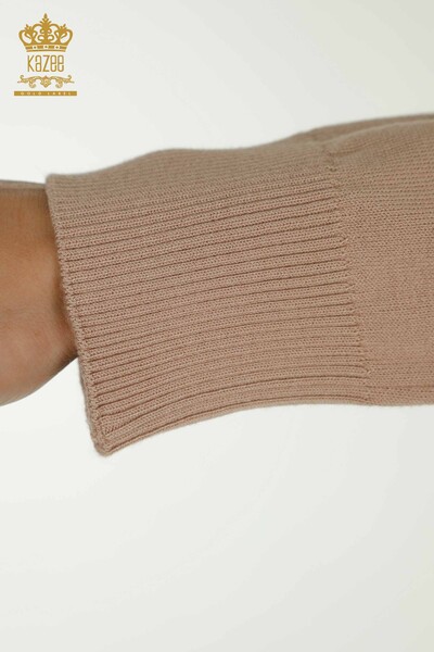 Wholesale Women's Knitwear Sweater High Collar Basic Stone - 30613 | KAZEE - Thumbnail
