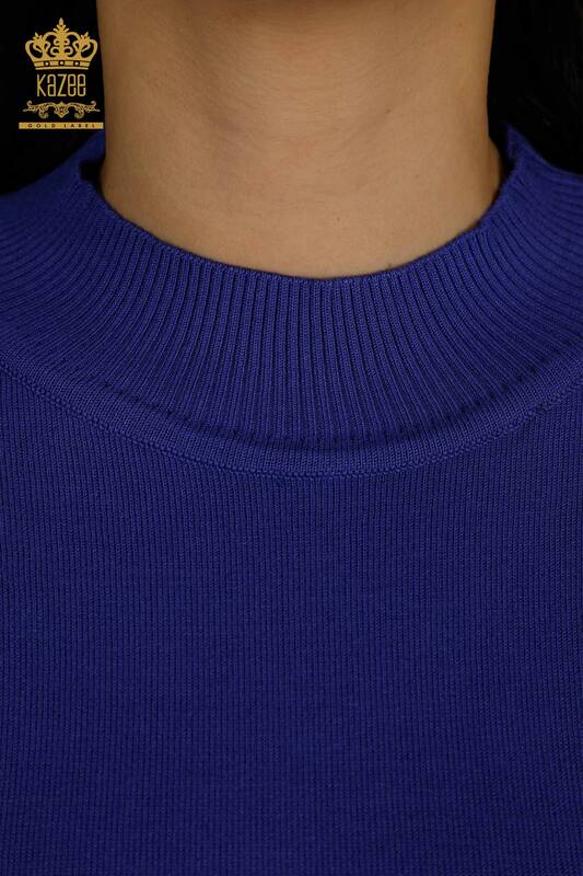 Wholesale Women's Knitwear Sweater High Collar Basic Violet - 30613 | KAZEE