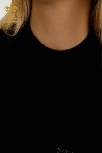 Wholesale Women's Knitwear Sweater High Collar Black - 30393 | KAZEE - 4