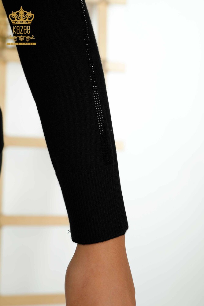 Wholesale Women's Knitwear Sweater High Collar Black - 30393 | KAZEE - 6