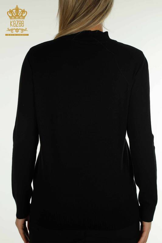 Wholesale Women's Knitwear Sweater High Collar Black - 30454 | KAZEE